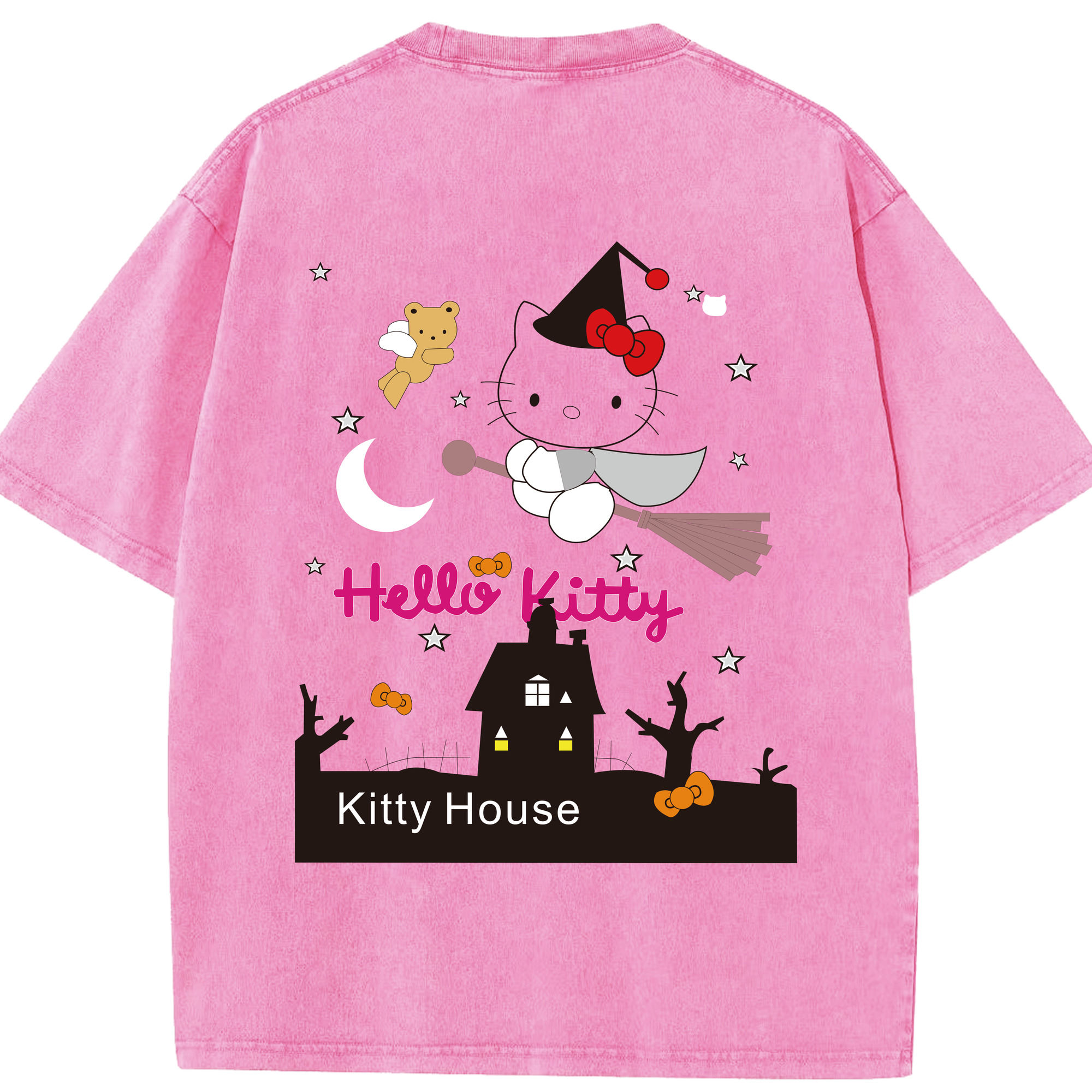 （画像用） Hello Kitty ハローキティ 綿100% ヴィンテージ風 半袖Tシャツ（背面プリント）
